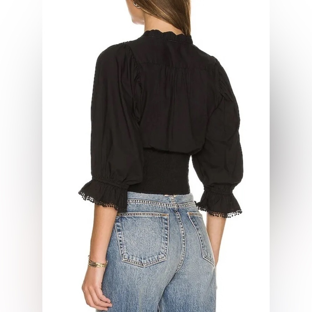 New! Free People Louella Embroidered Crochet Cropped Blouse XS NWT - Picture 2 of 3